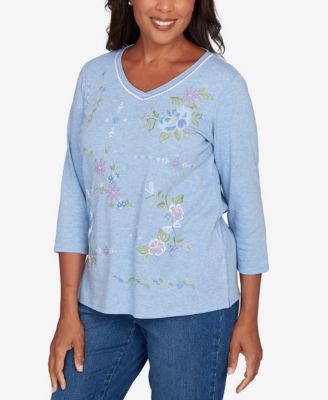 Petite Hilton Head Cross Stitched Floral Top