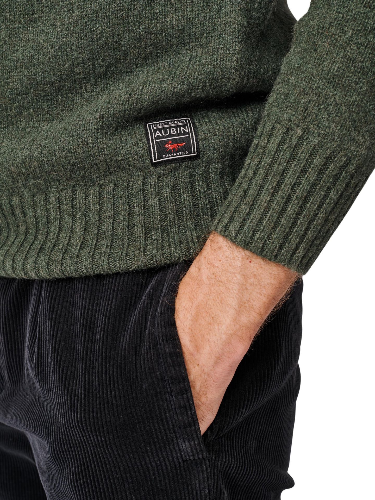 Мужской свитер Aubin Prestwick Shetland Crew Neck, цвет: Тёмный зелёный — фото 4