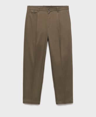 Men's Regular Fit Pleated Cotton Pants