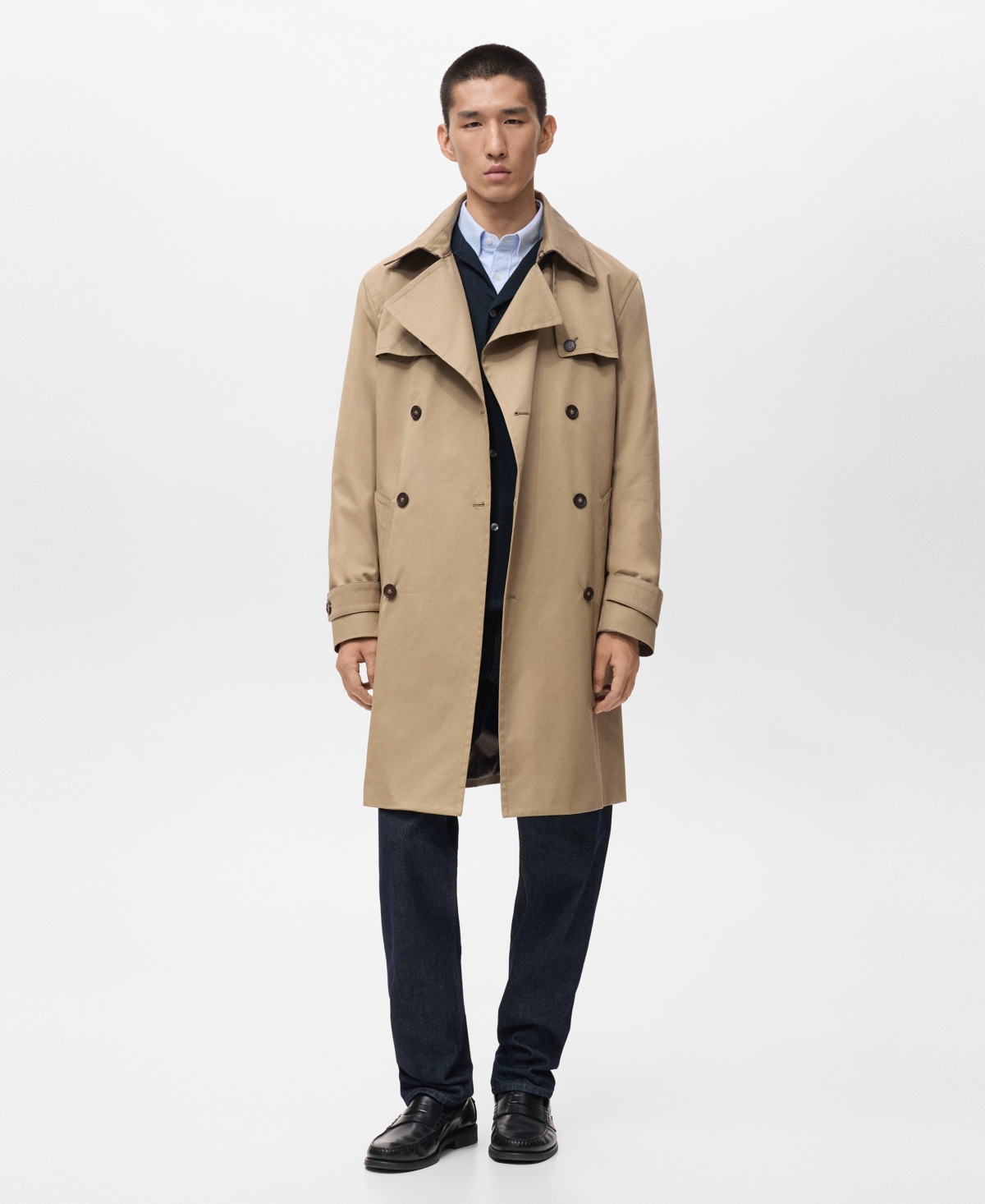 Mango Men's Water-Repellent Belted Trench Coat