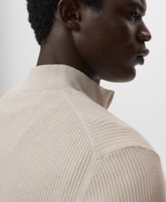 Men's Zip Neck Ribbed Sweater