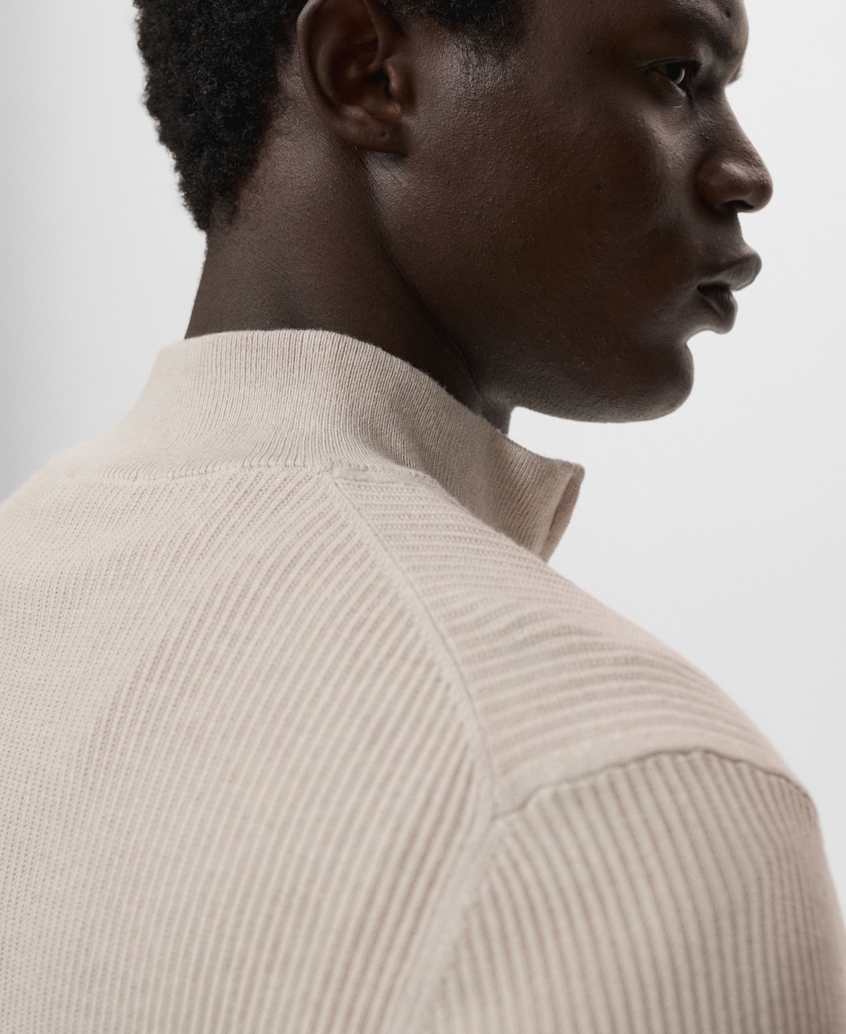 Mango Men's Zip Neck Ribbed Sweater