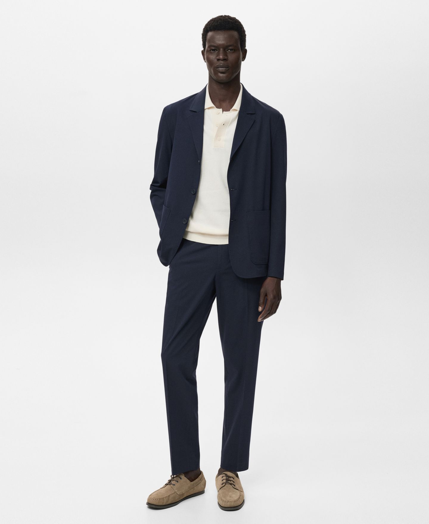Мужской пиджак MANGO Pockets Slim-Fit Suit, цвет: Тёмно-синий — фото 2