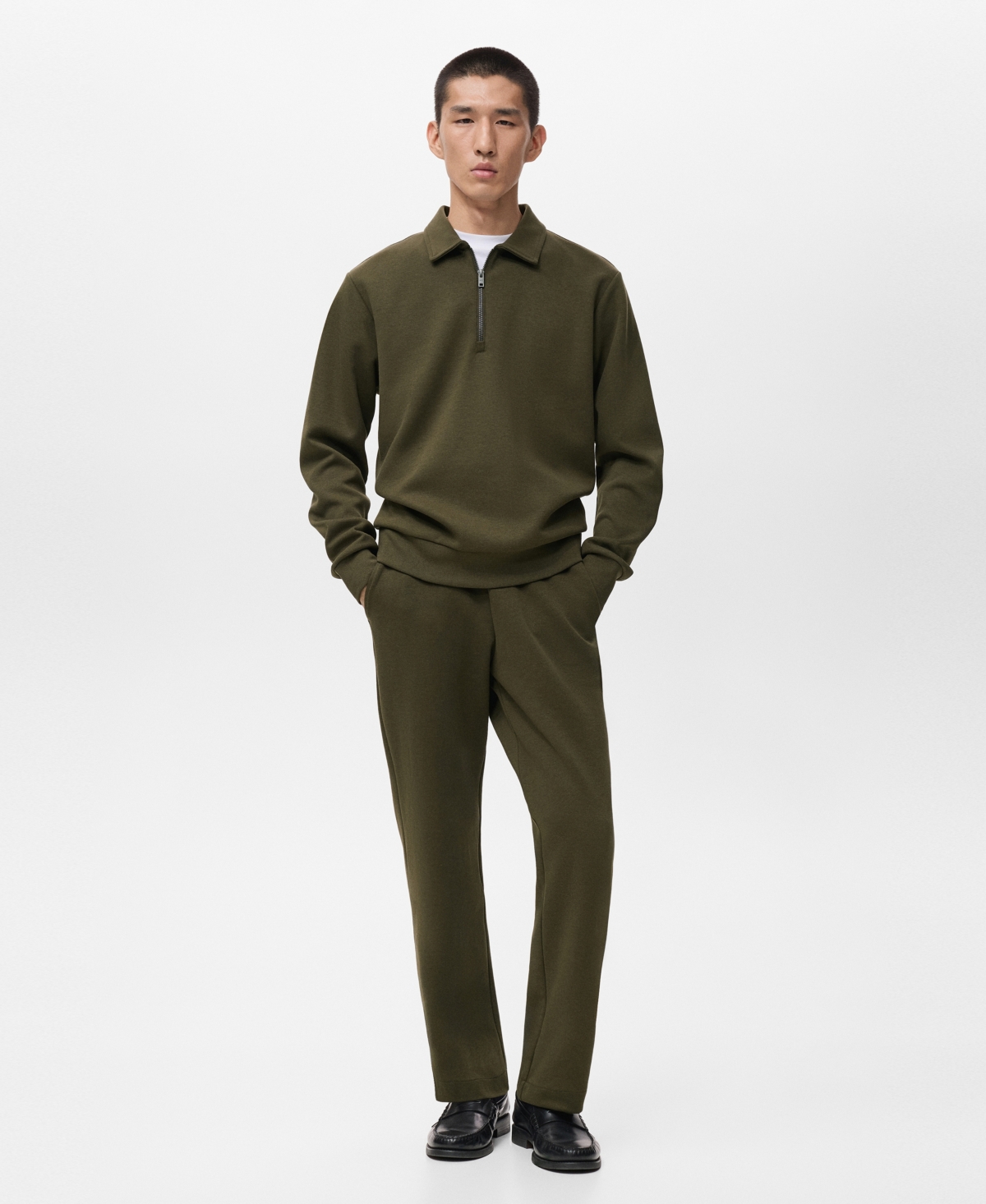 Mango Men's Regular-Fit Zipper-Neck Sweatshirt