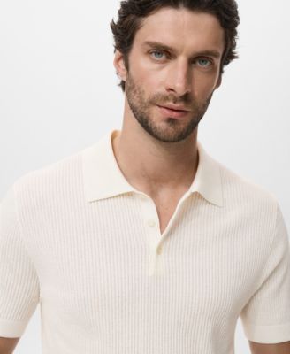 Men's Ribbed Knit Polo Shirt