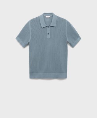 Men's Openwork Knitted Cotton Polo Shirt