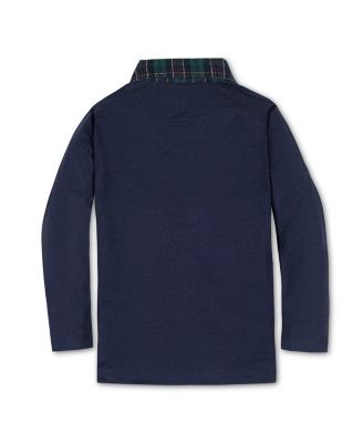 Boys Organic Long Sleeve Polo Shirt with Woven Collar