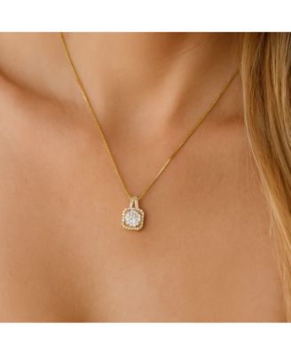Elena Halo Pendant Necklace Gold & White Gold Plated