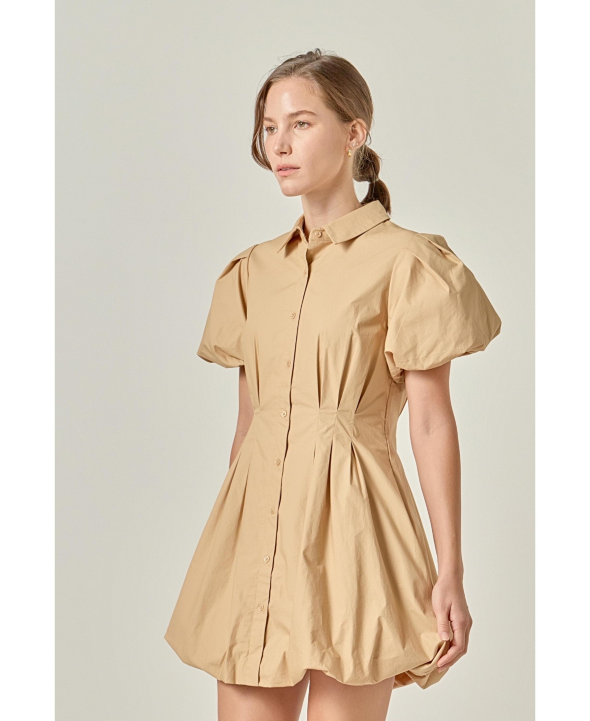 English Factory Women's Button Down Bubble Mini Skirt
