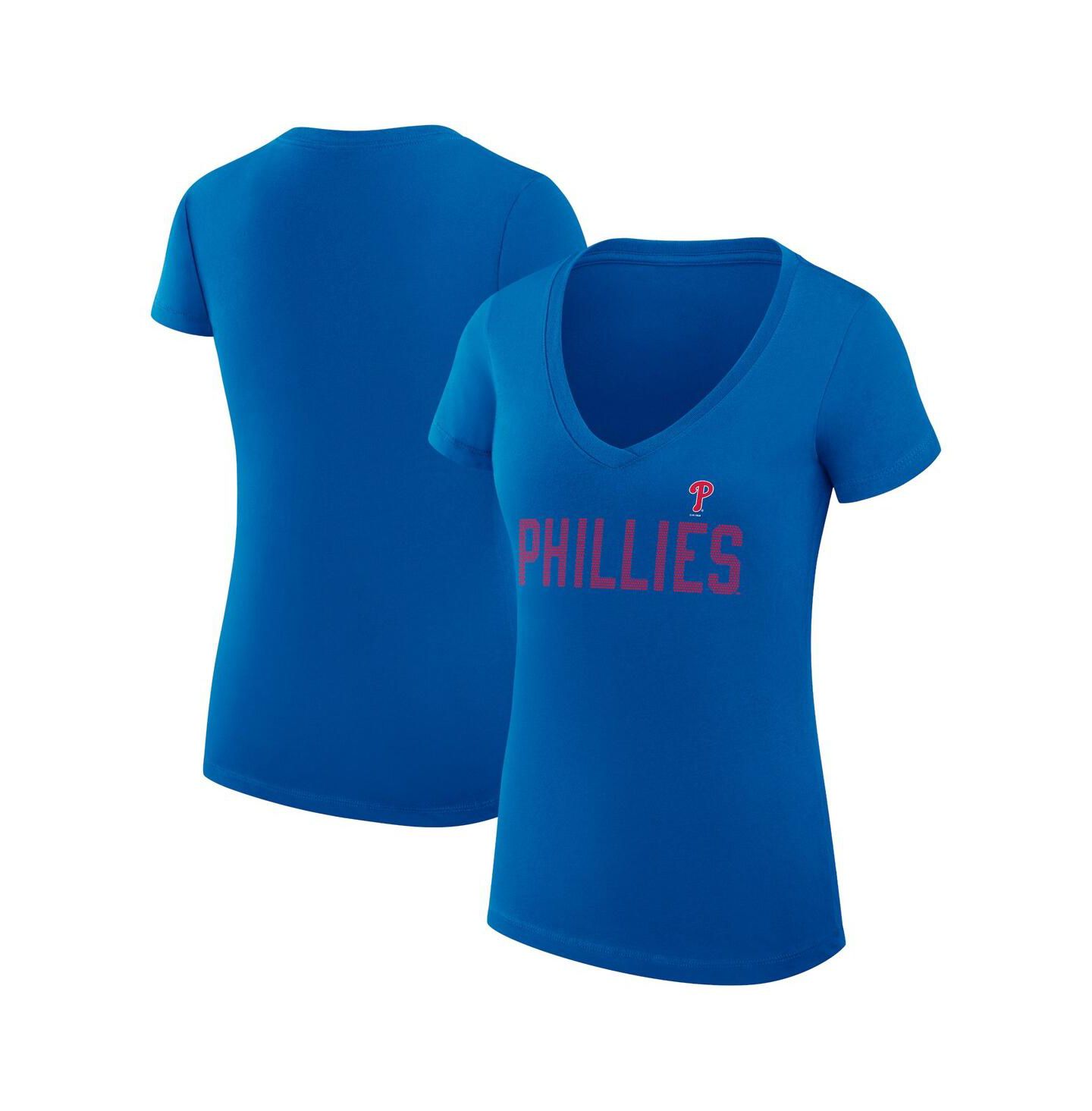 Женская футболка G-III 4Her by Carl Banks Royal Philadelphia Phillies Super-Slim Fit Lightweight Dot Print V-Neck — фото 1