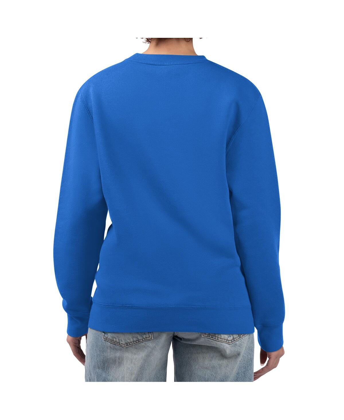 G-iii 4her By Carl Banks Women's Blue New York Rangers Collage Graphic Fleece Long Sleeve Pullover Sweatshirt In Blue