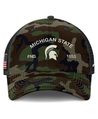 Men's Camo Michigan State Spartans 2025 Military Appreciation Rise Adjustable Trucker Hat