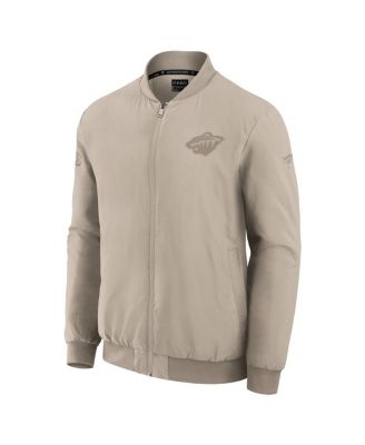 Men's Tan Minnesota Wild Authentic Pro Road Lightweight Full-Zip Bomber Jacket