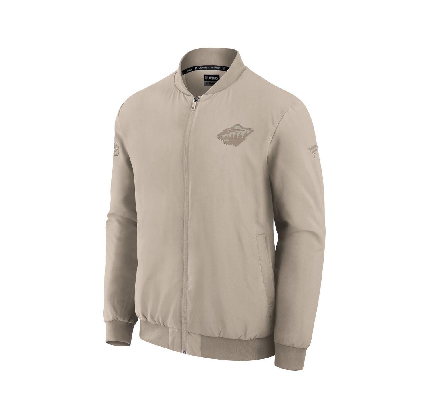 Men's Tan Minnesota Wild Authentic Pro Road Lightweight Full-Zip Bomber Jacket