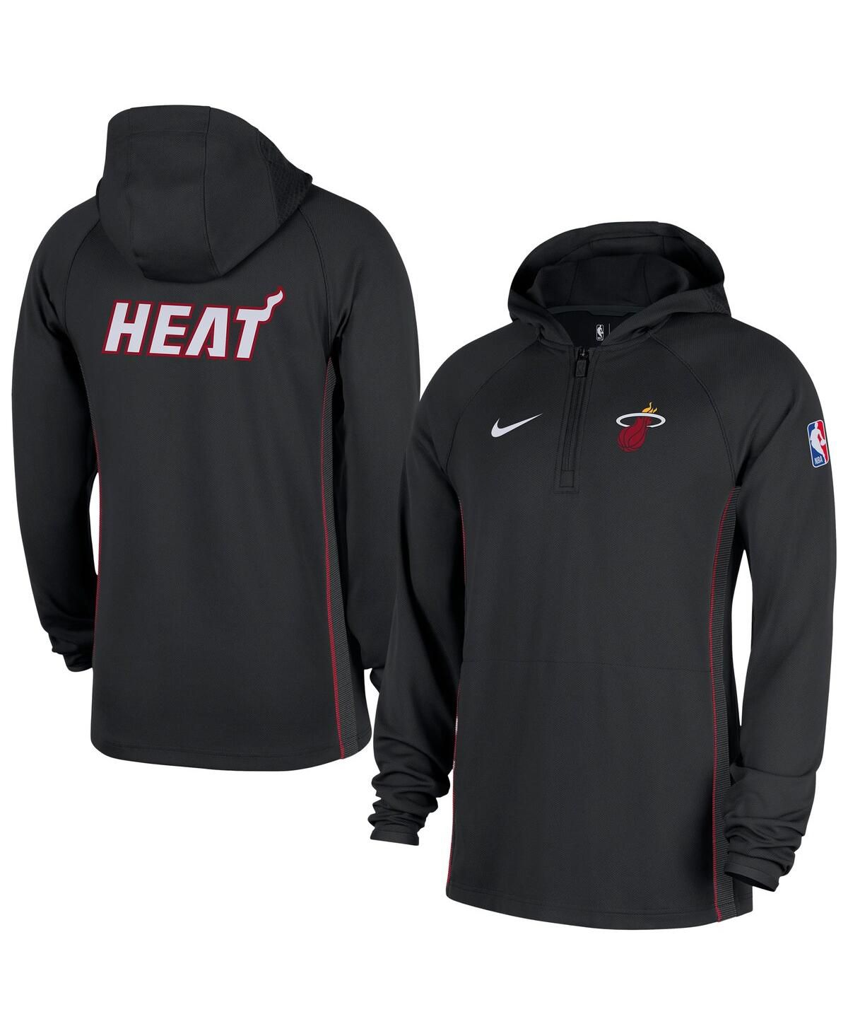 Мужская черная куртка-толстовка с капюшоном Miami Heat Authentic On Court Zone с застежкой на четверть молнии Dri-FIT