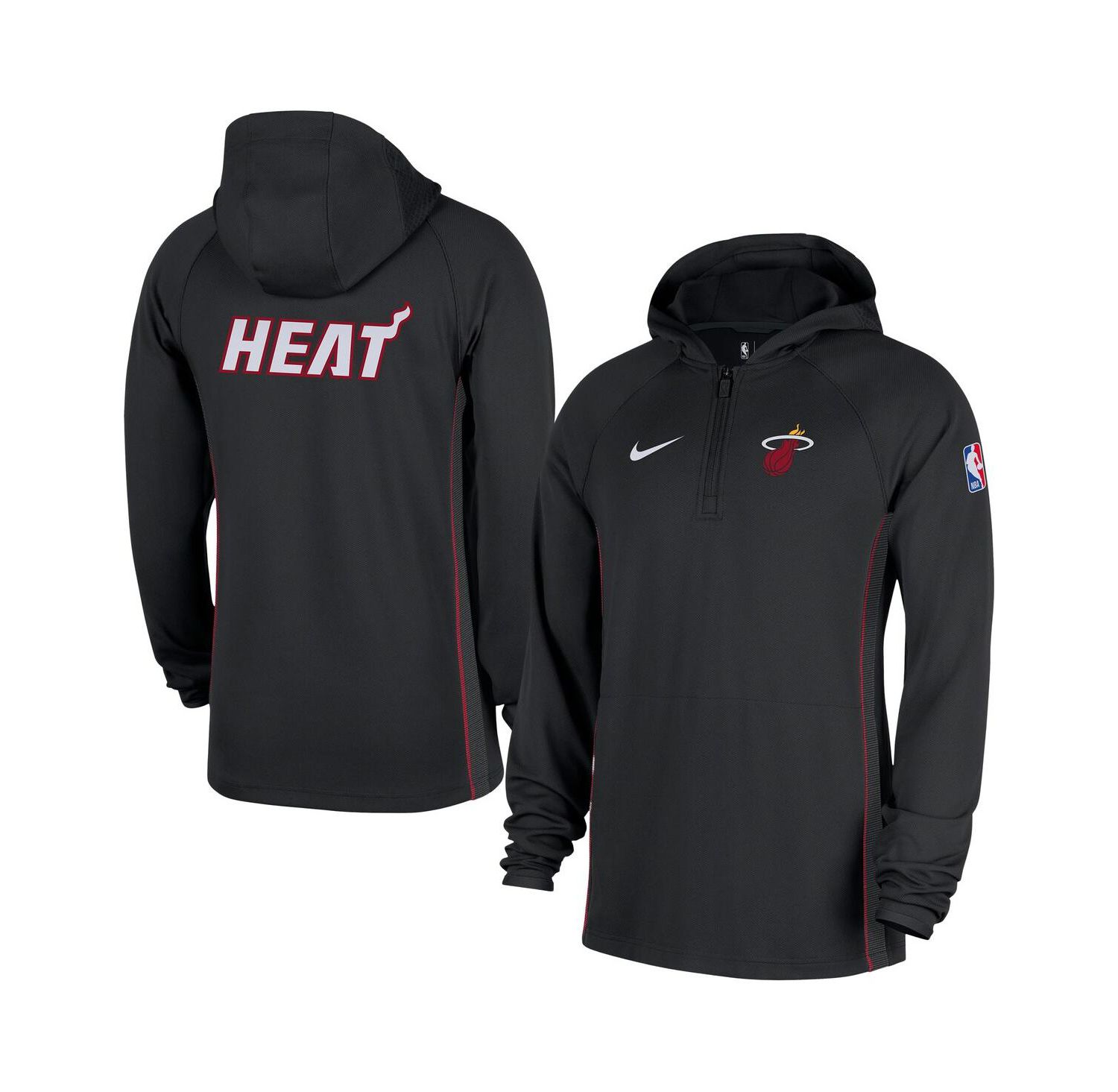 Men's Black Miami Heat Authentic On Court Zone Quarter-Zip Dri-FIT Hoodie Jacket