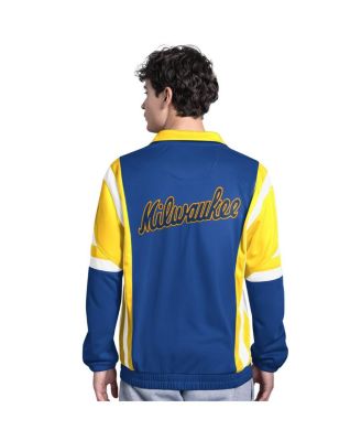 Men's Royal/Gold Milwaukee Brewers Contender Tricot Full-Zip Track Jacket