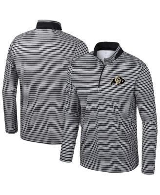 Colosseum - Men's Black Colorado Buffaloes Striped Quarter-Zip Top