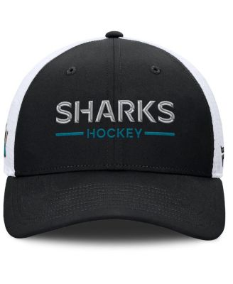 Men's Black/White San Jose Sharks Authentic Pro Rink Lockup Adjustable Trucker Hat