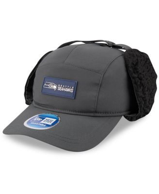 New Era - Men's Charcoal Seattle Seahawks 2025 Sideline Cold Weather Runner Dog Ear Adjustable Hat