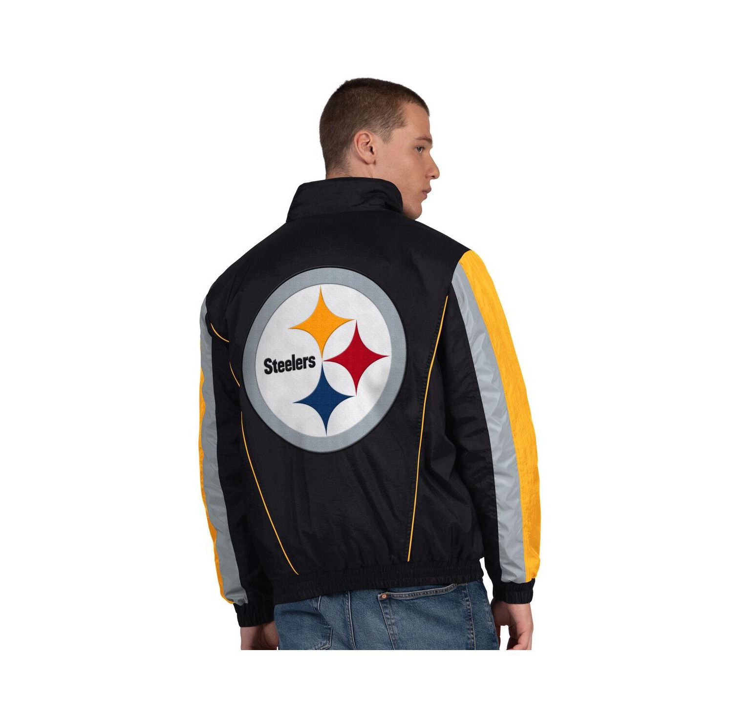Men's Black Pittsburgh Steelers Thursday Night Gridiron Half-Zip Jacket