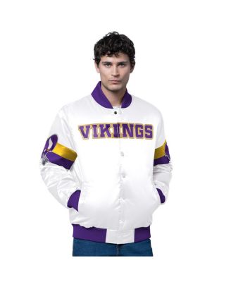 Starter - Men's White Minnesota Vikings Triple Option Satin Varsity Full-Snap Jacket
