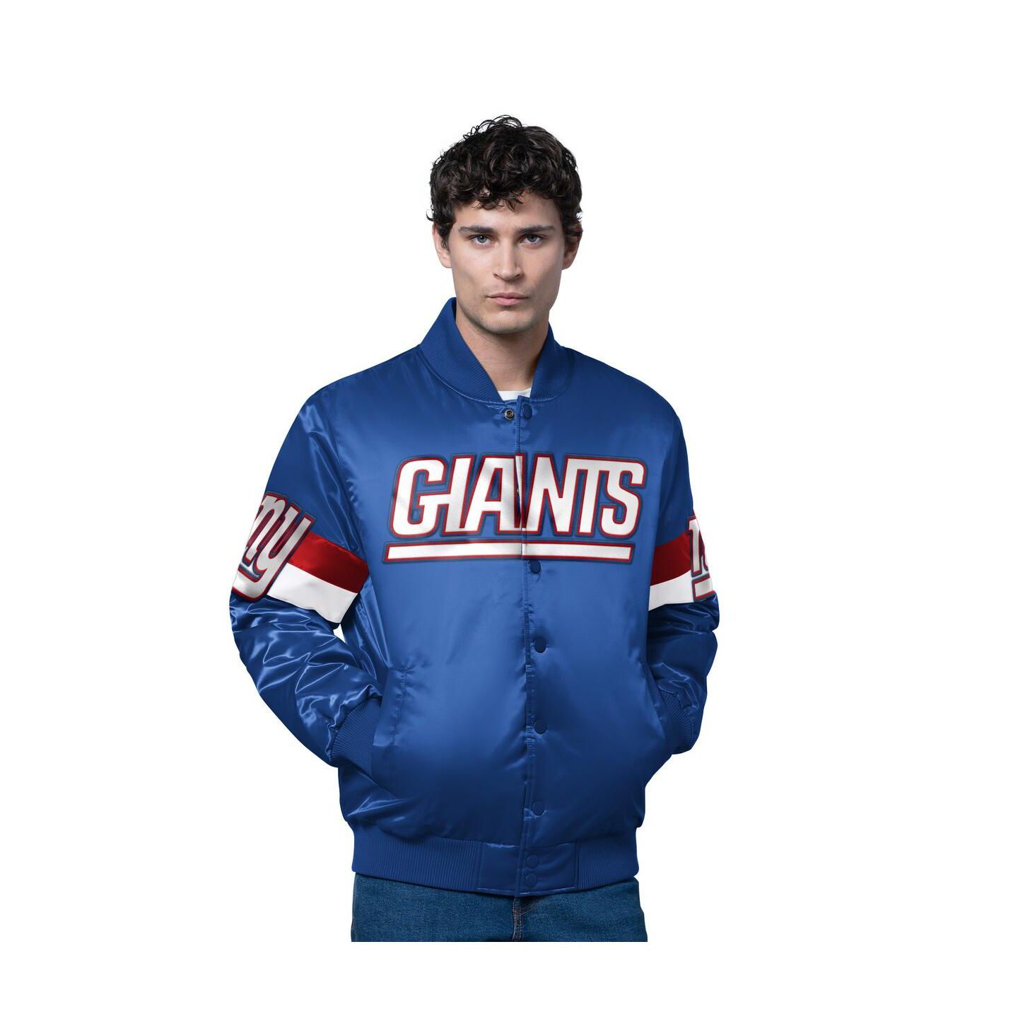 Мужская куртка Starter Royal New York Giants Triple Option Satin Varsity Full-Snap — фото 1