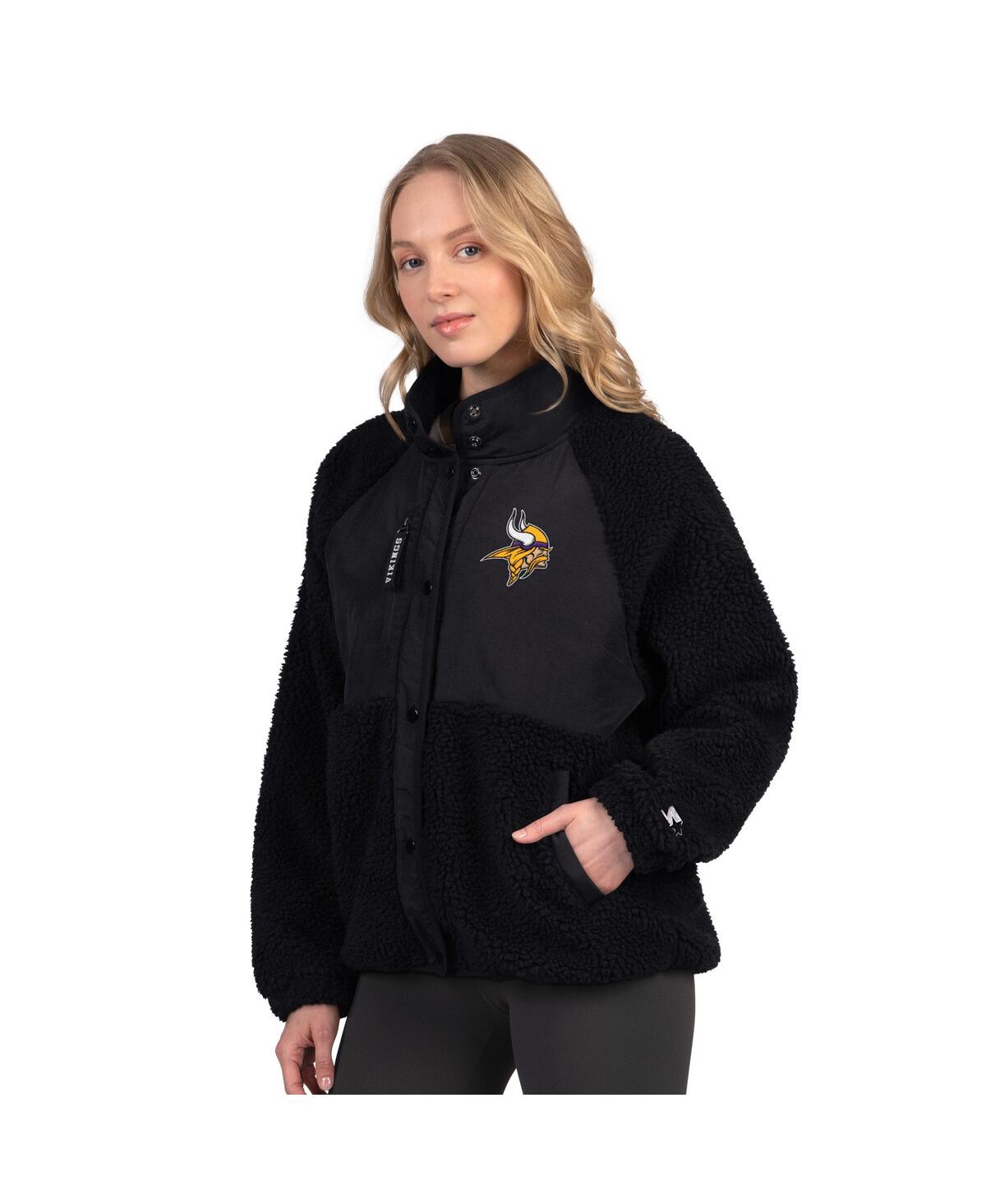 Starter Women's Black Minnesota Vikings On The Ball Sherpa Jacket In Black