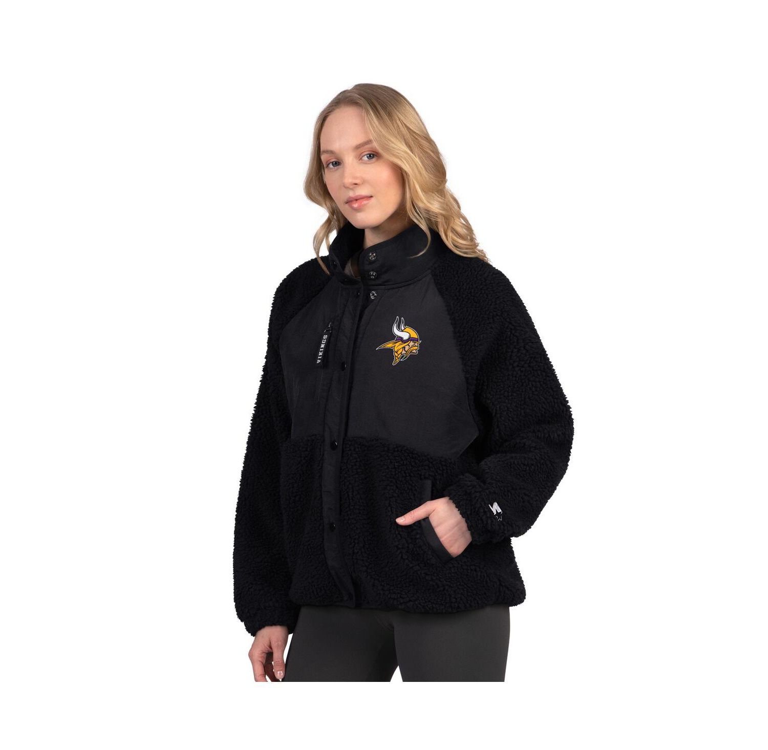 Women's Black Minnesota Vikings On the Ball Sherpa Jacket