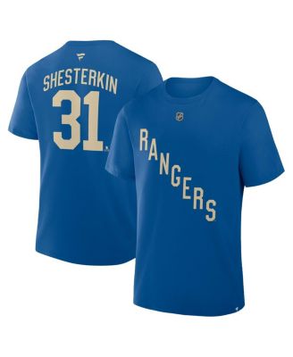 Fanatics - Men's Igor Shesterkin Blue New York Rangers Authentic Stack Name Number T-Shirt