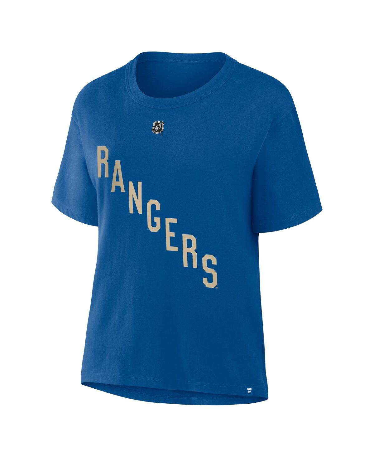 Fanatics Women's Mika Zibanejad Blue New York Rangers Authentic Stack Name Number T-shirt In Blue