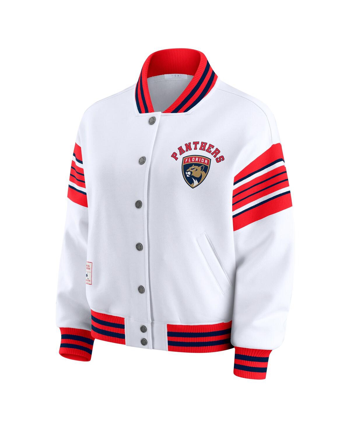 Wear By Erin Andrews Women's White/red Florida Panthers Full-snap Fleece Sweatshirt Jacket In Multi