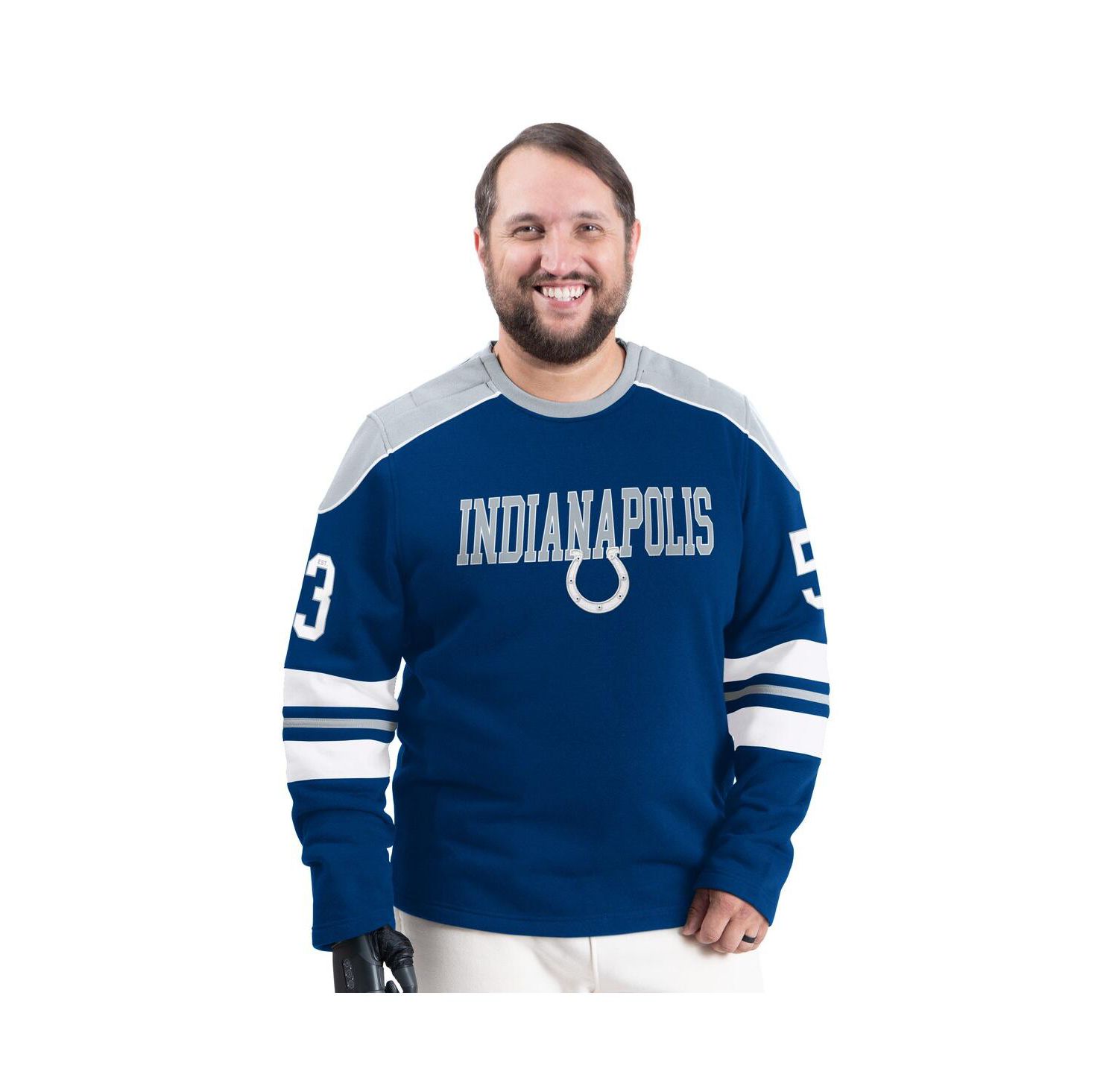 Men's Royal Indianapolis Colts Adaptive Lord Stanley Crewneck Sweatshirt