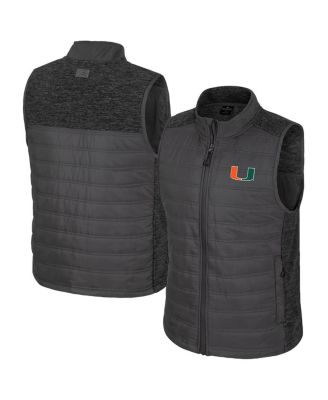 Colosseum - Men's Charcoal Miami Hurricanes Nightman Full-Zip Puffer Vest