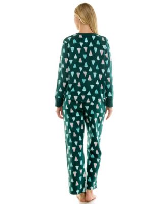 Women's 2-Piece Printed Long-Sleeve Top and Straight Leg Pants