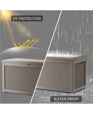 320 Gallon Patio Waterproof Resin Deck Box Lockable Outdoor Storage Garden Tools