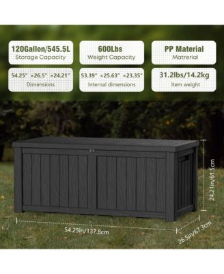 150 Gallon Patio Waterproof Resin Deck Box Lockable Outdoor Storage Garden Tools