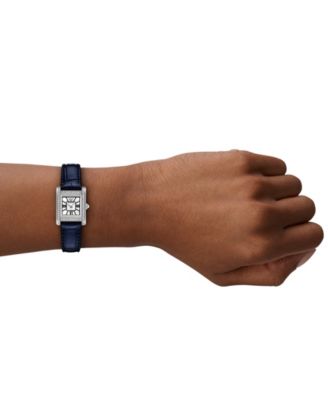 Women's Two-Hand Blue Leather Watch, 26mm