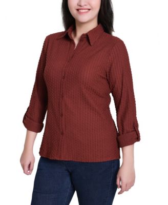 Petite Long Sleeve Textured Knit Top