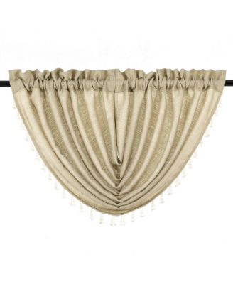 2-Pack: Beaded Emerald Crepe Waterfall Valances - 44 in. W x 37 in. L, Pumpkin Spice/Terracotta
