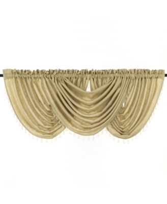 2-Pack: Beaded Emerald Crepe Waterfall Valances - 44 in. W x 37 in. L, Pumpkin Spice/Terracotta
