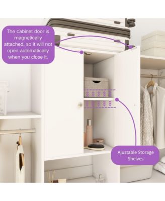 10-Foot Closet System with 3 Drawers, 120-Inch Walk-In Closet Organizer with Shelving Towers and Hanging Rods