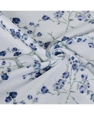 Complete 3 Piece Rod Pocket Cherry Blossom Cafe Kitchen Curtain Tier & Valance Set - Rose