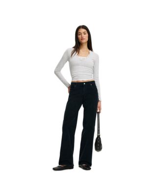 Women's Low Rise Straight Cord Pant