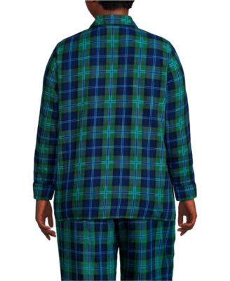Plus Size Long Sleeve Print Flannel Pajama Top