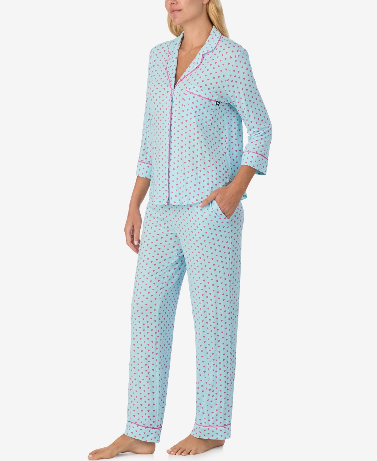 Kate Spade Women's 2-piece Sleepwear 3/4-sleeve Top And Pajama Pants Set In Multi