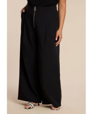 Women's Wide Leg Trouser With Zipper Detail