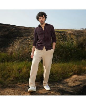 Men's Mocha Brown Graph-Check Shirt