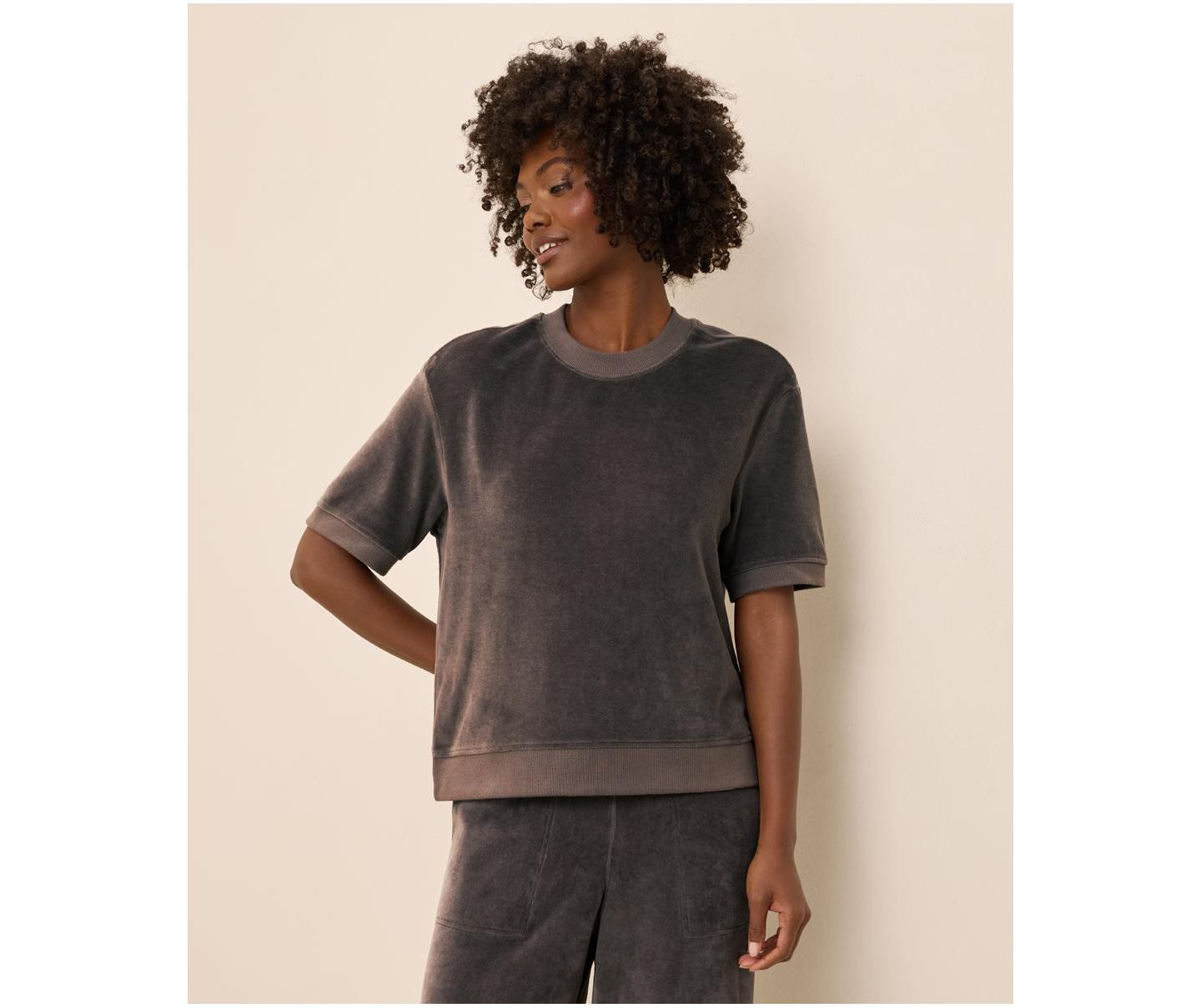 Женская футболка Pact Organic Cotton Velour, цвет: Графитовый — фото 1