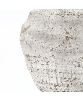 11.54" Rustic Gray Round Ceramic Vase, Textured Accent for Home Decor